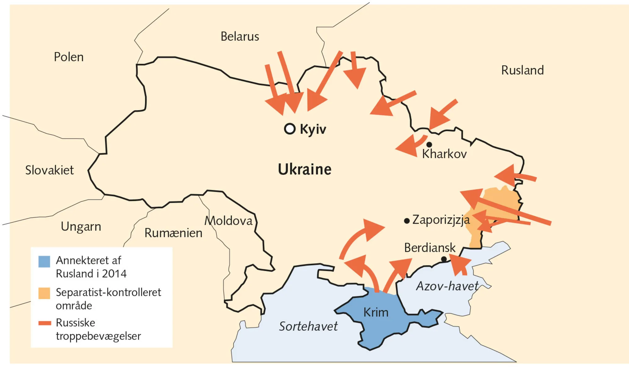 Figur 1.1 Rusland invaderer Ukraine i februar 2022