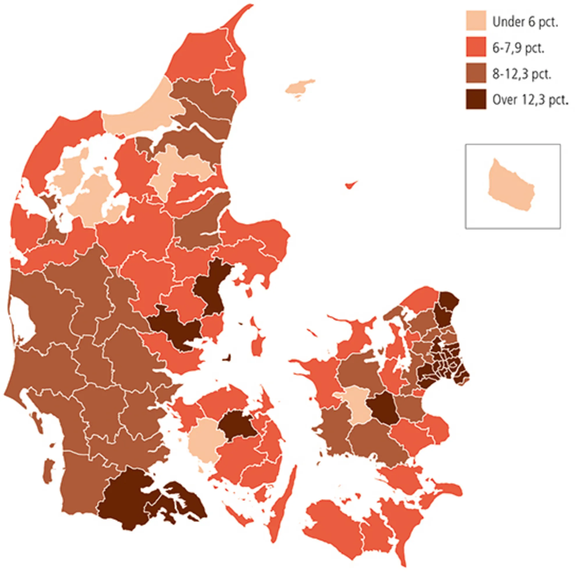 1.1 Hvor bor indvandrere? Indvandrere og efterkommeres andel af befolkningen. 2016. Procent