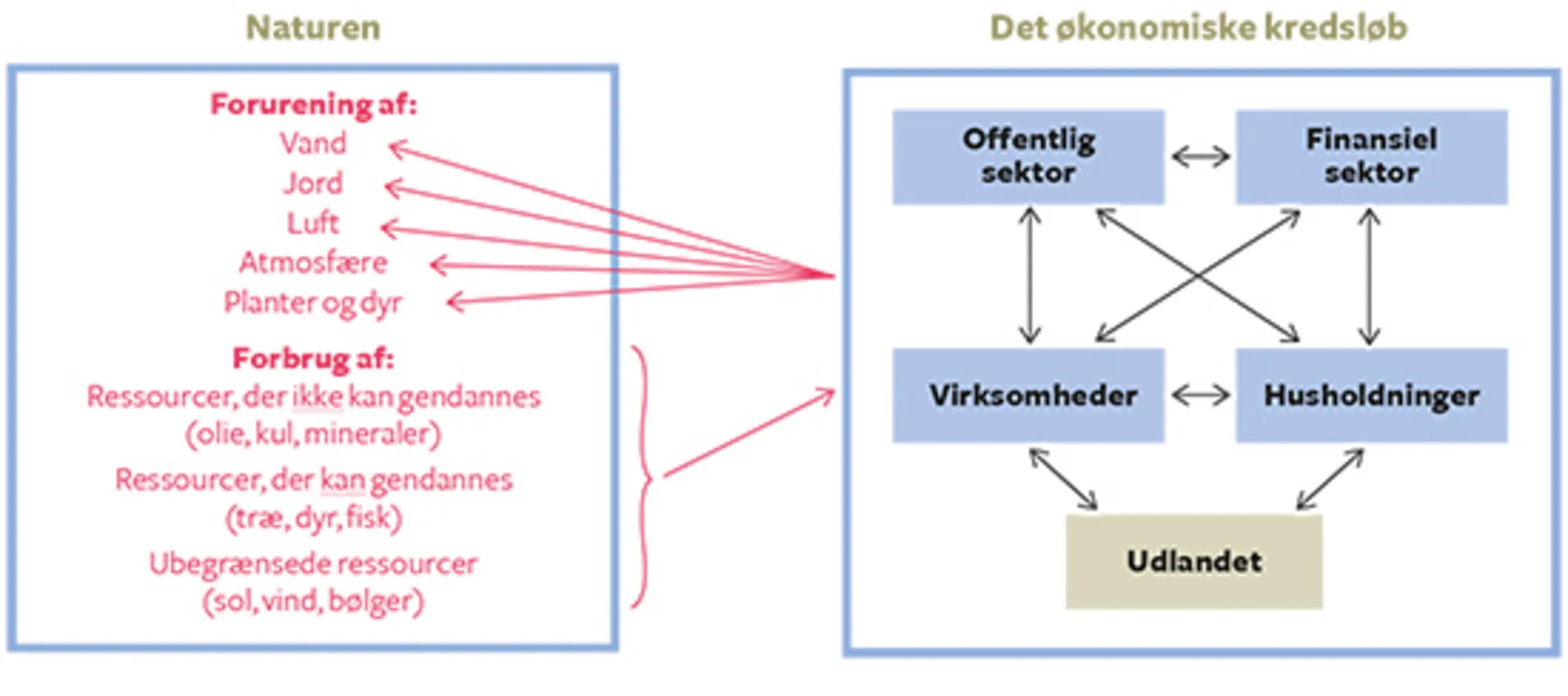 11.1 Samspillet mellem det økonomiske kredsløb og naturen