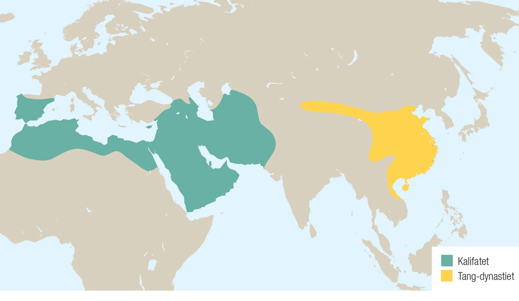 Det islamiske kalifat og Tang-dynastiet omkring år 700