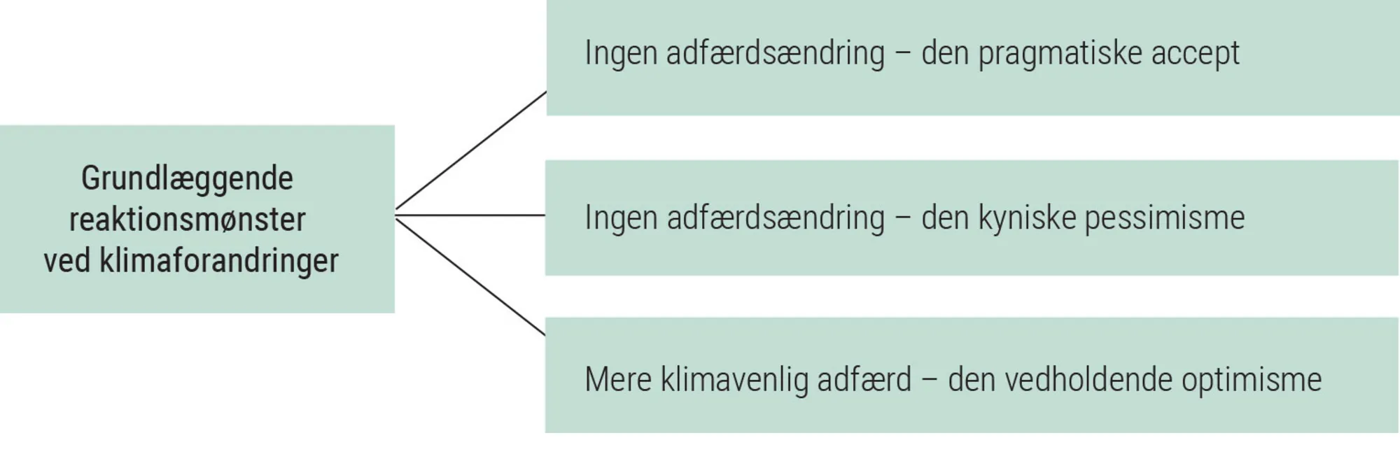 Figur 2.4: Reaktionsmønstre ved klimaforandringerne ifølge Anthony Giddens