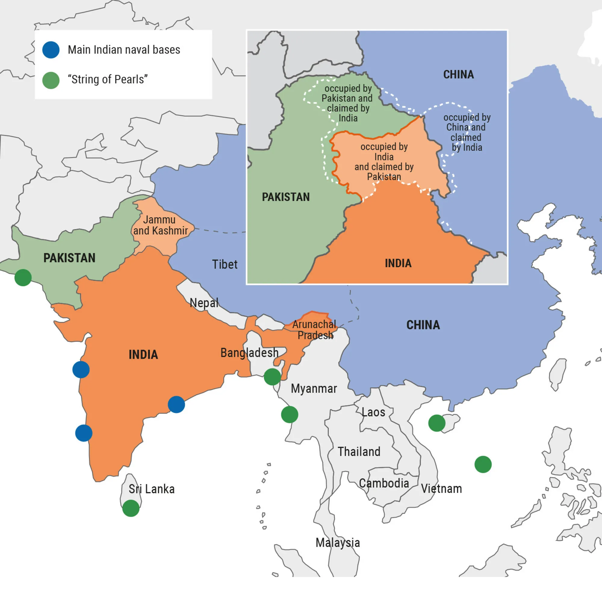 Figur 3.16. Det sydasiatiske sikkerhedskompleks med Kashmir i centrum