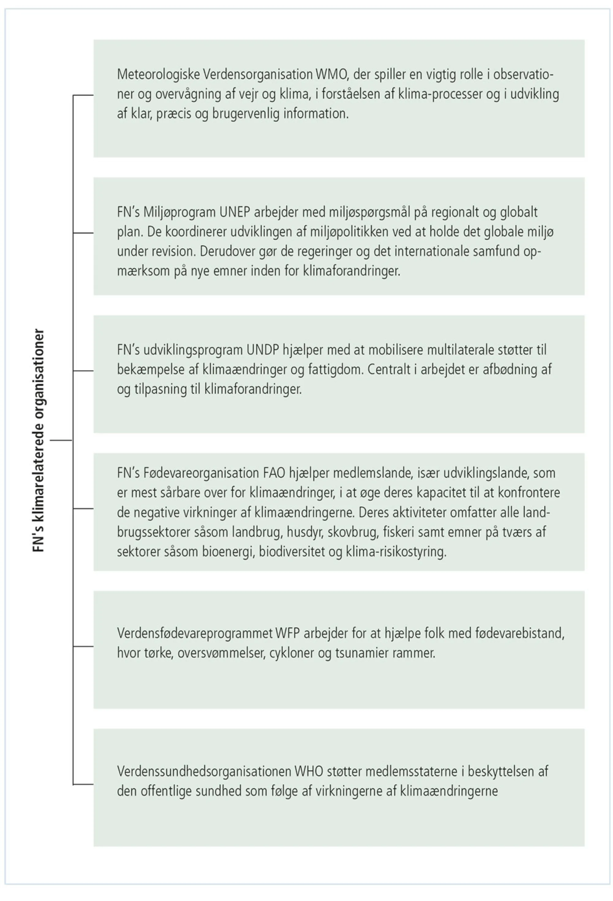 Figur 3.3: FN-organisationer, der arbejder med klimaforandringer