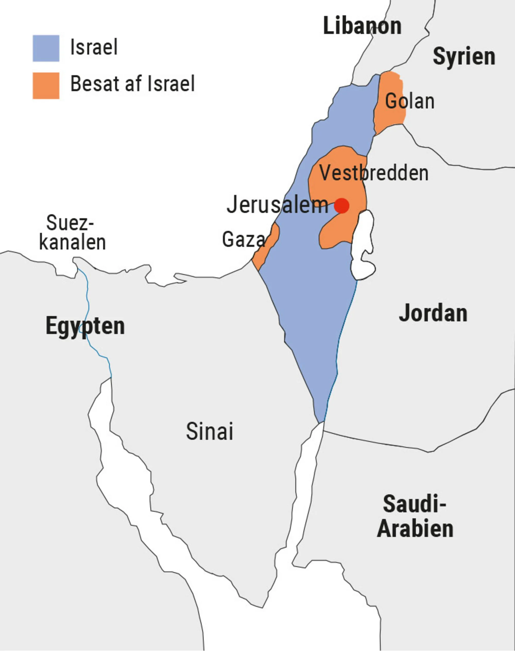 Figur 4.11. Israel og dets naboer samt Vestbreddens opdeling (a)