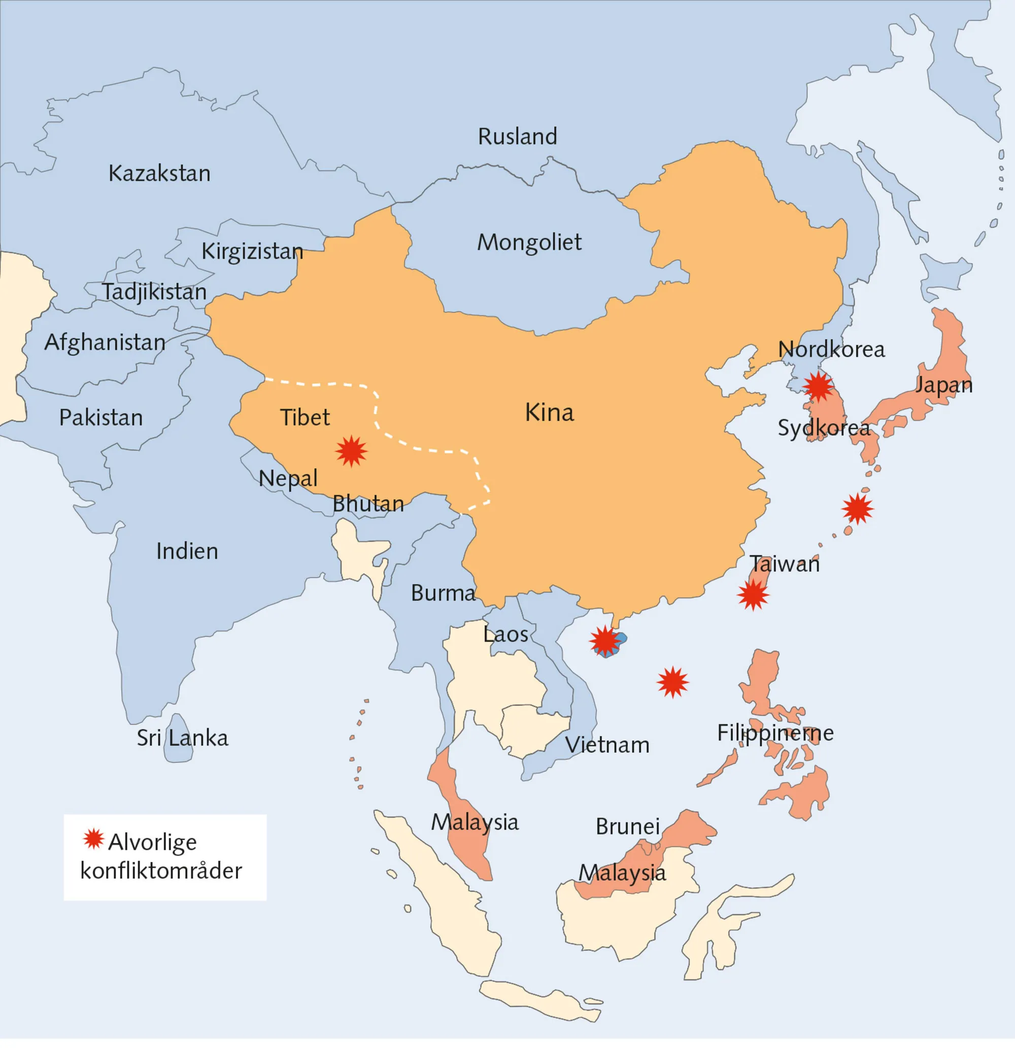 Figur 5.9 Kina og dets naboer