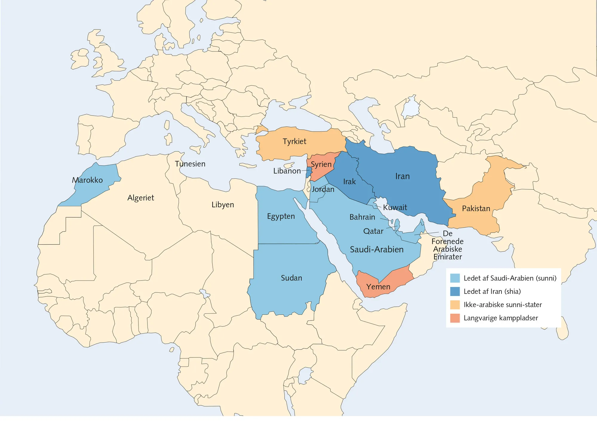 Figur 6.6 Magtbalancen mellem shia- og sunni-stater i Mellemøsten