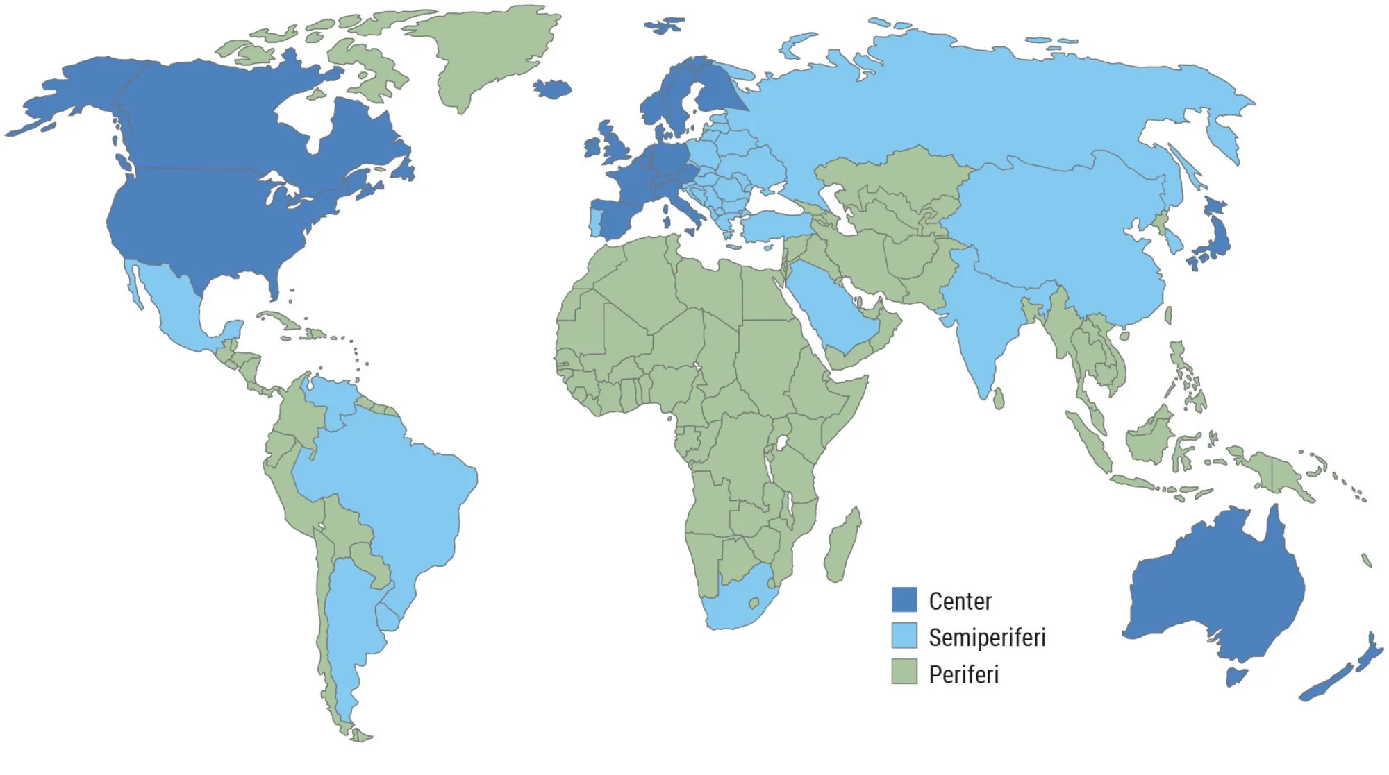 Figur 7.10. Wallersteins verdenssystem omkring år 2000