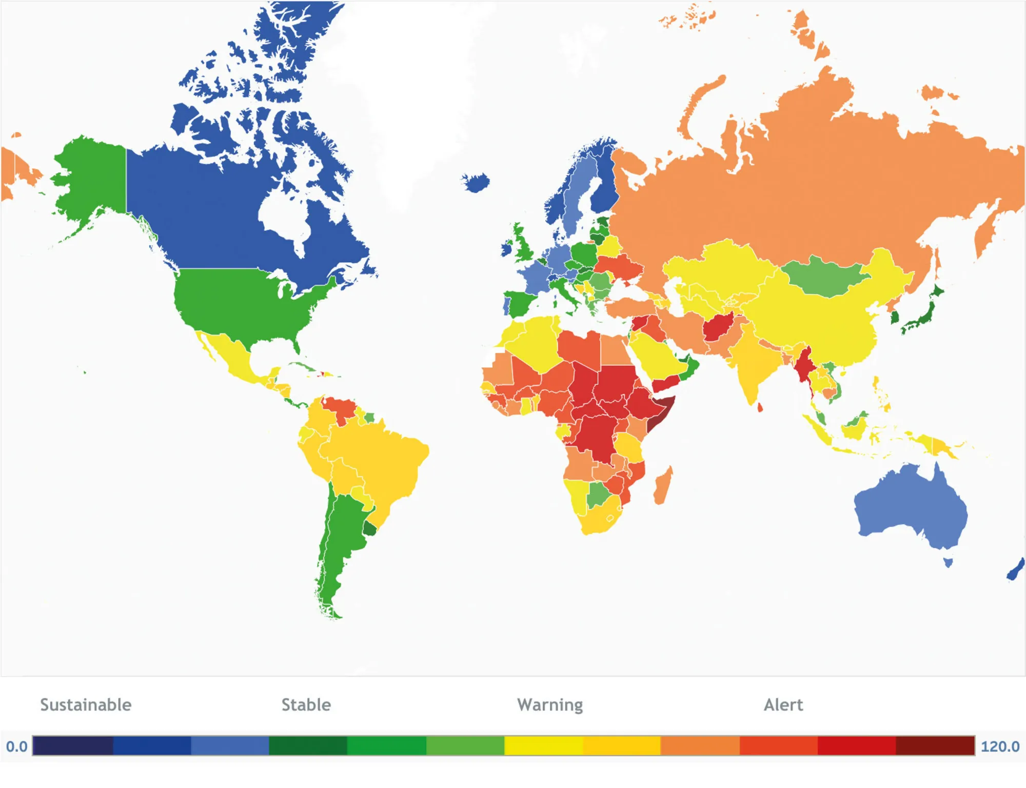 Figur 7.5 Verdens stater efter graden af svaghed, 2019 