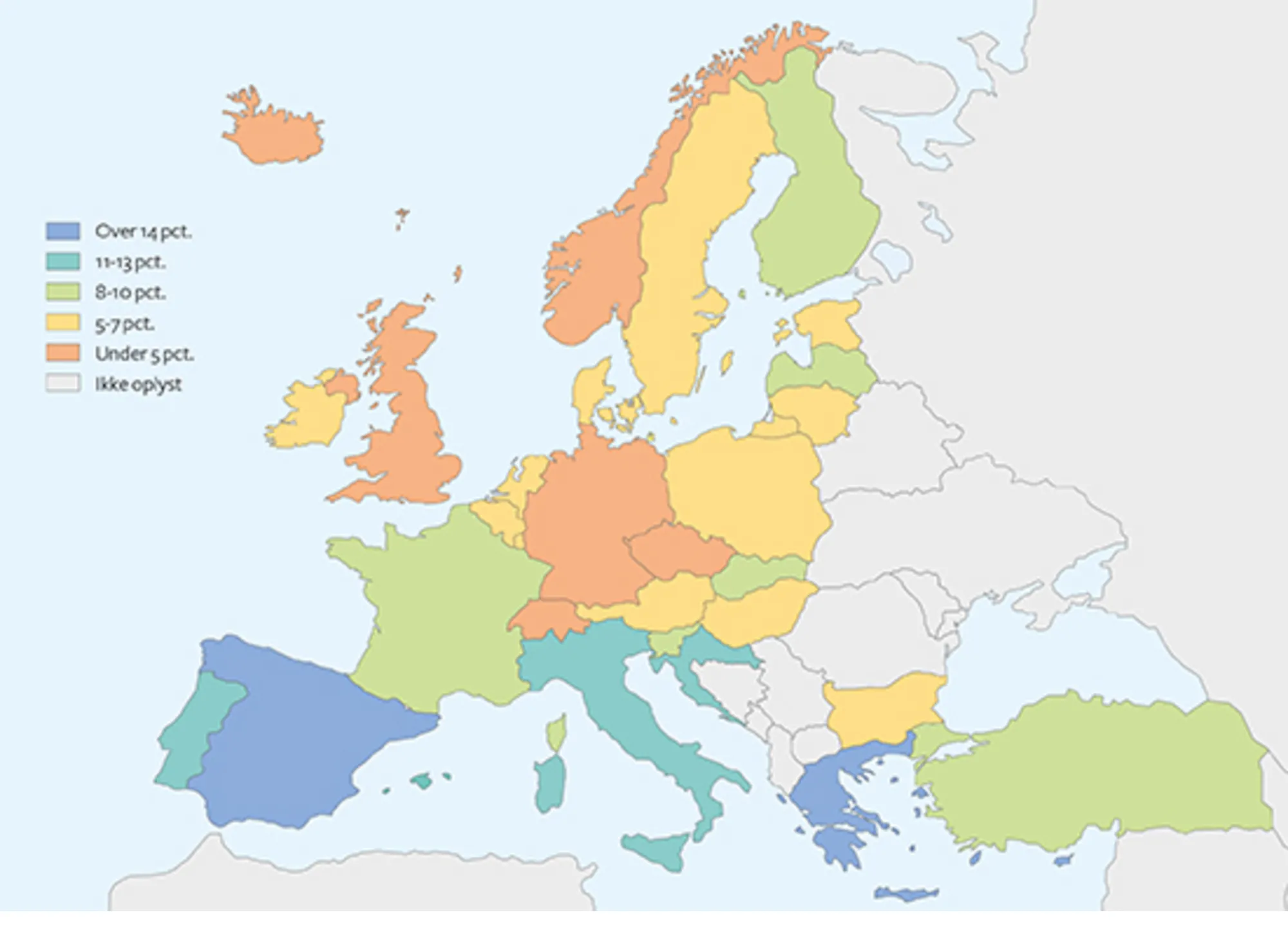 7.8 AKU-arbejdsløsheden i Europa 2016 i procent af arbejdsstyrken