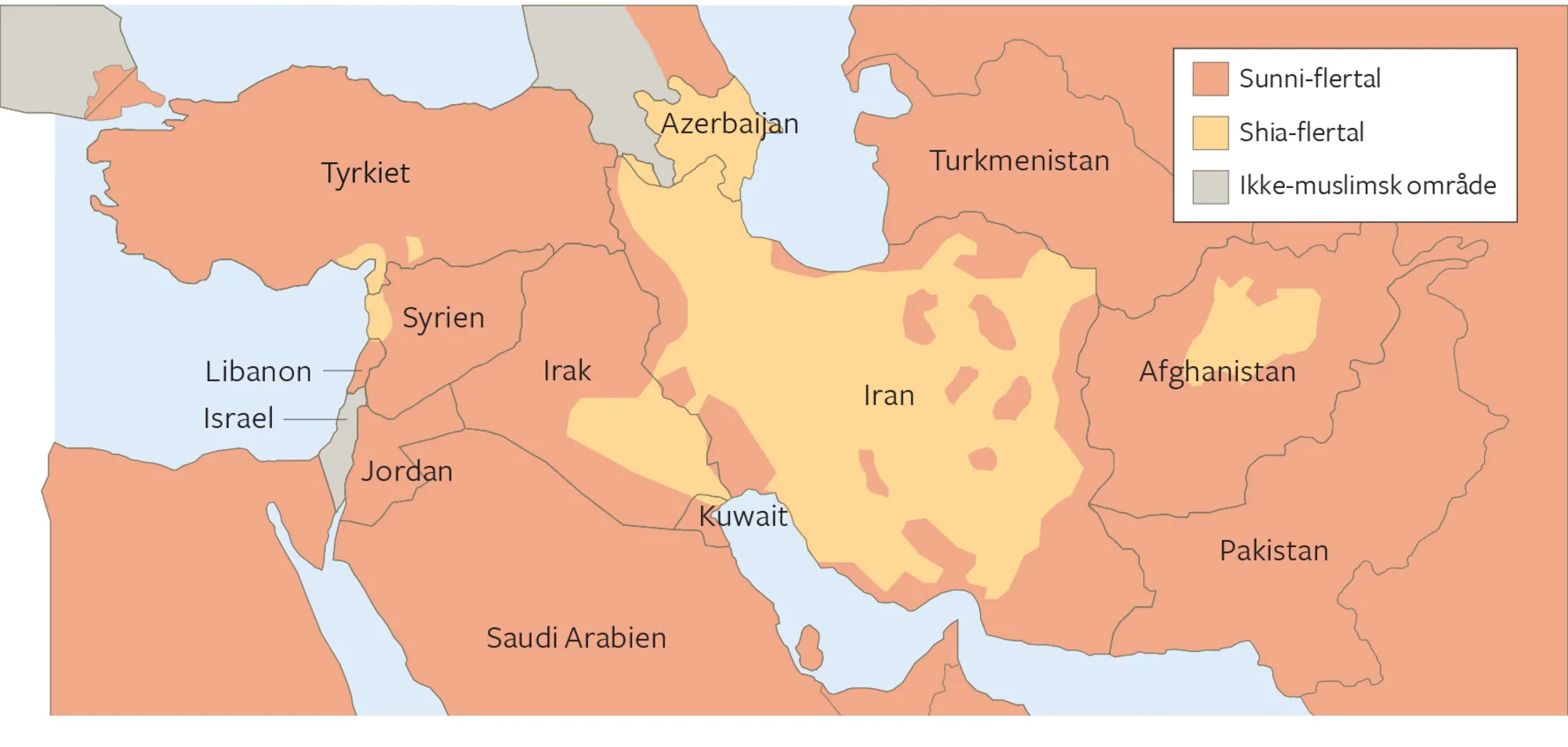 Figur 9.11 Religiøse skillelinjer i Mellemøsten