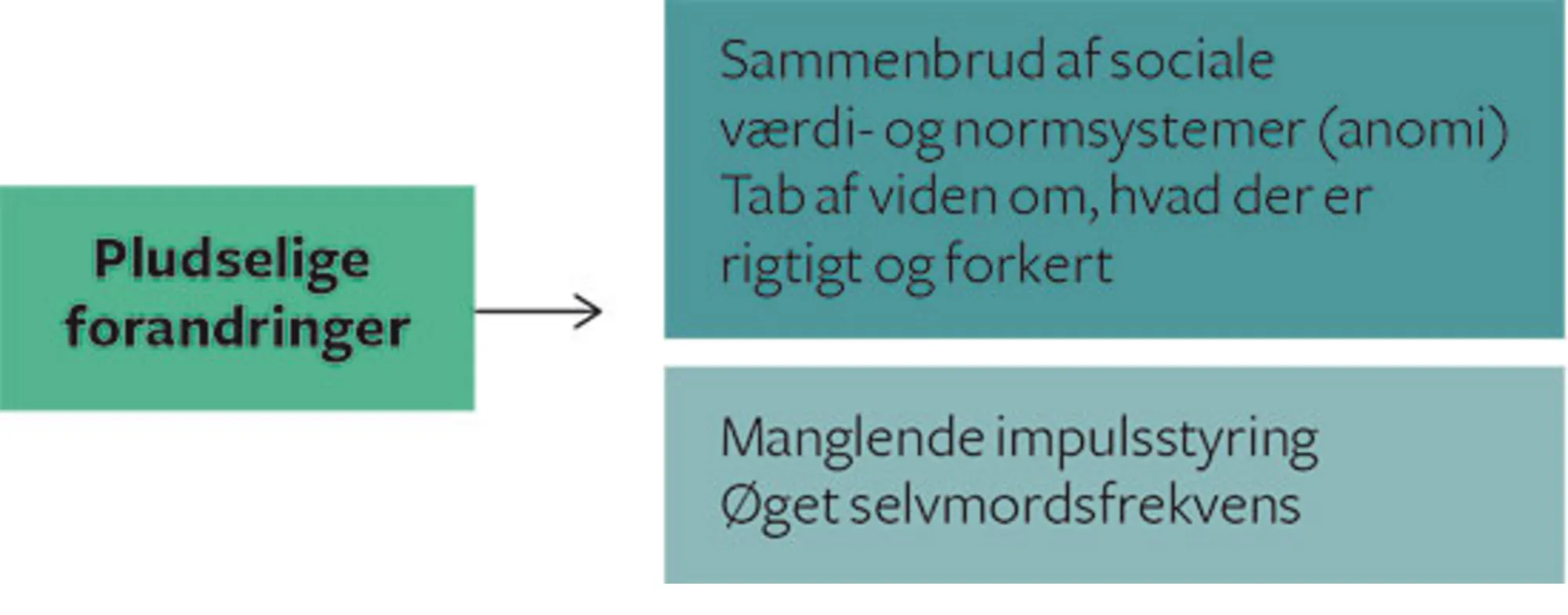 Figur 2.5 Durkheims model for udvikling af anomi og selvmord