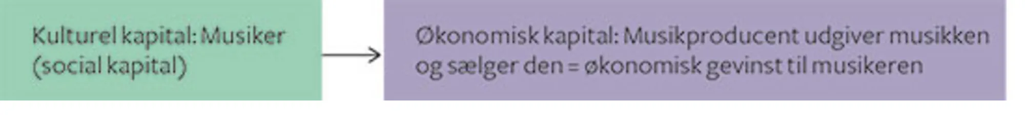 Figur 5.4 Omveksling af kulturel kapital via social kapital til økonomisk kapital