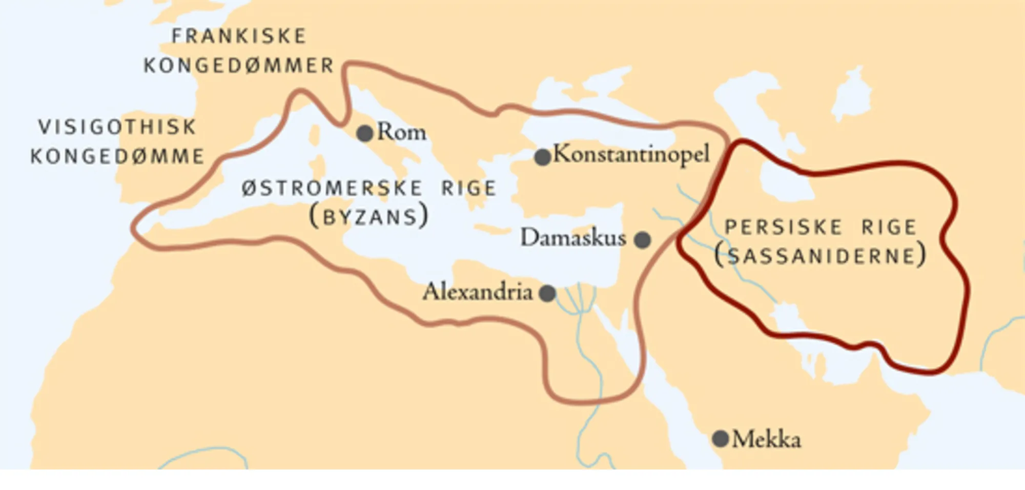 Verden omkring de første muslimske erobringer ca 600
