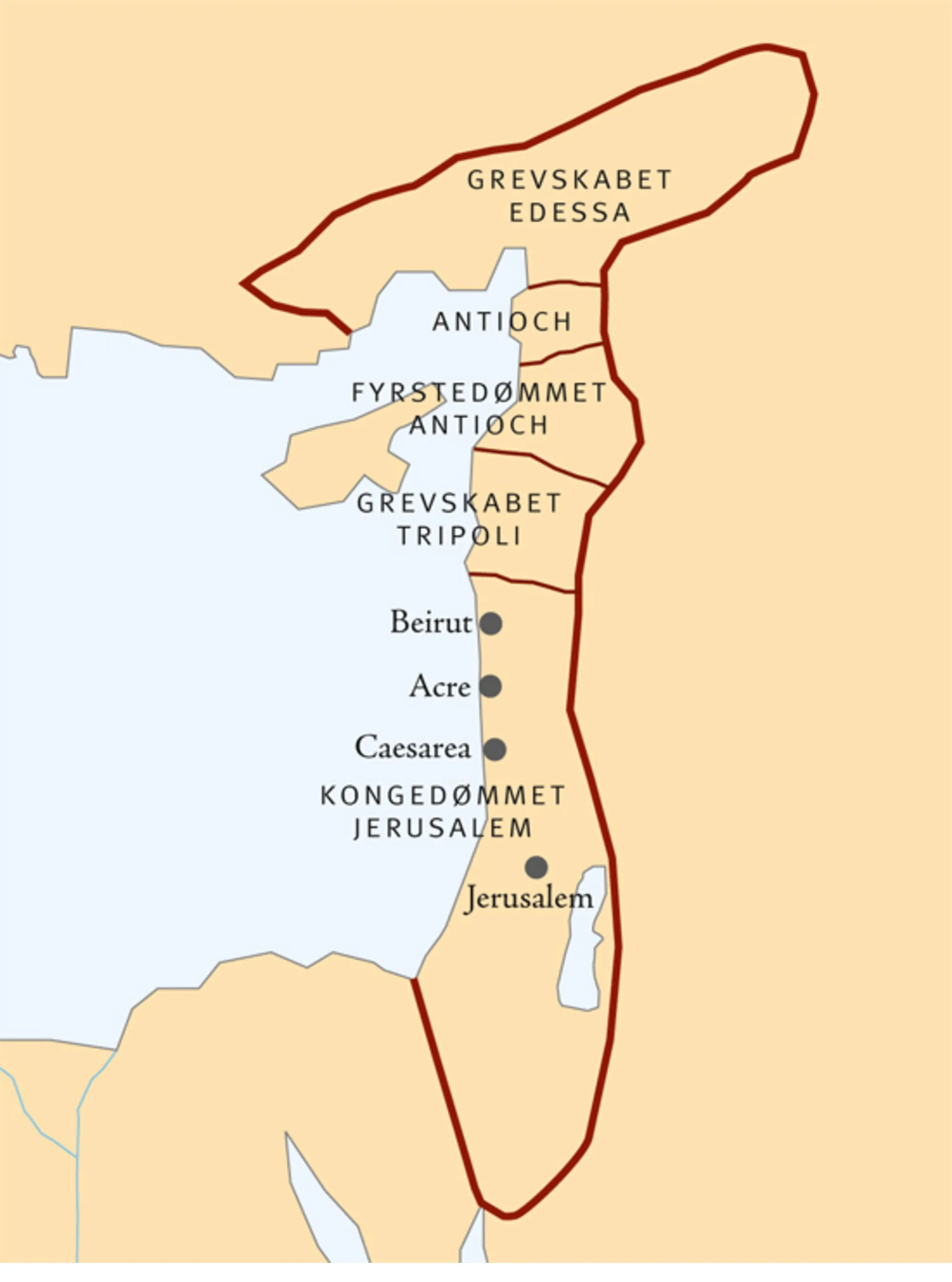 Mellemøsten o. 1140. Korsridderstaternes grænse